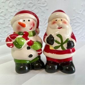Vintage Christmas Holiday Salt & Pepper Shakers – Santa & Snowman